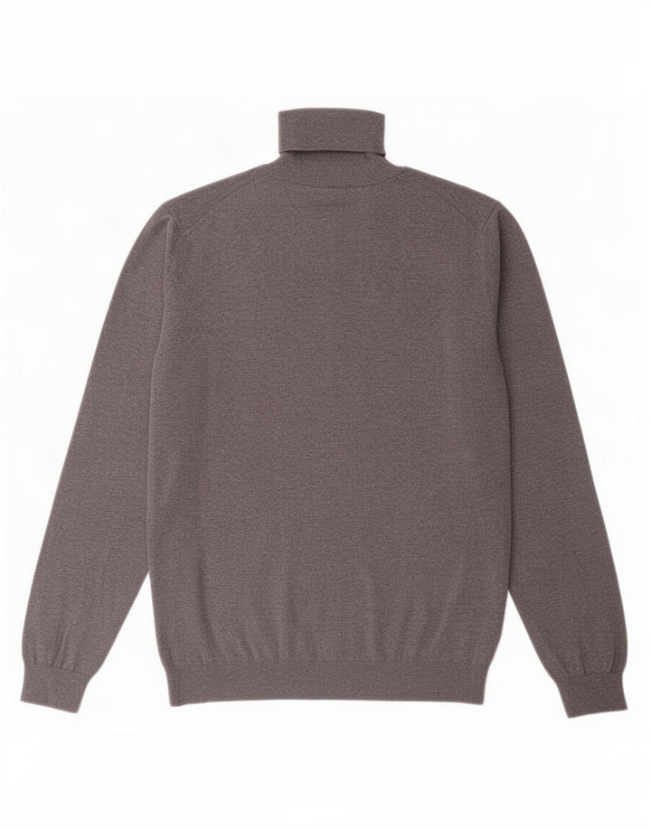 Massimo Dutti Herren-Pullover mit Rollkragen, groß, aus grauer Baumwolle