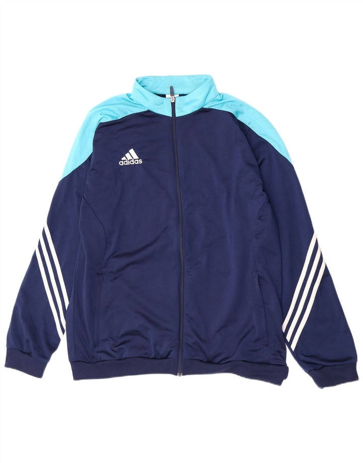 Adidas Herren-Trainingsanzug-Top-Jacke XL, Marineblau, Colourblock-Polyester