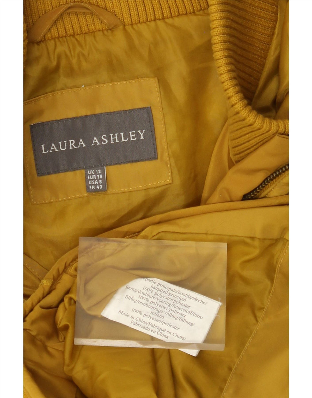 LAURA ASHLEY Wattierte Damenjacke UK 12 Mittelgelbes Polyester