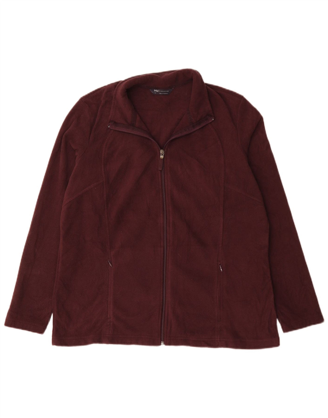 Marks & Spencer Damen-Oversize-Fleecejacke, UK 18, XL, Burgunderrot, Polyester
