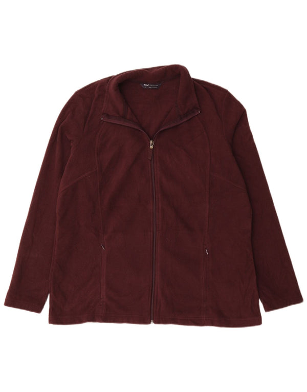 Marks & Spencer Damen-Oversize-Fleecejacke, UK 18, XL, Burgunderrot, Polyester