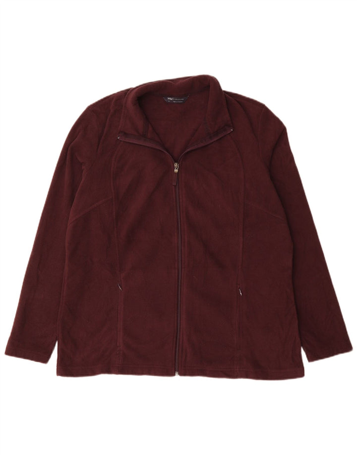 Marks & Spencer Damen-Oversize-Fleecejacke, UK 18, XL, Burgunderrot, Polyester