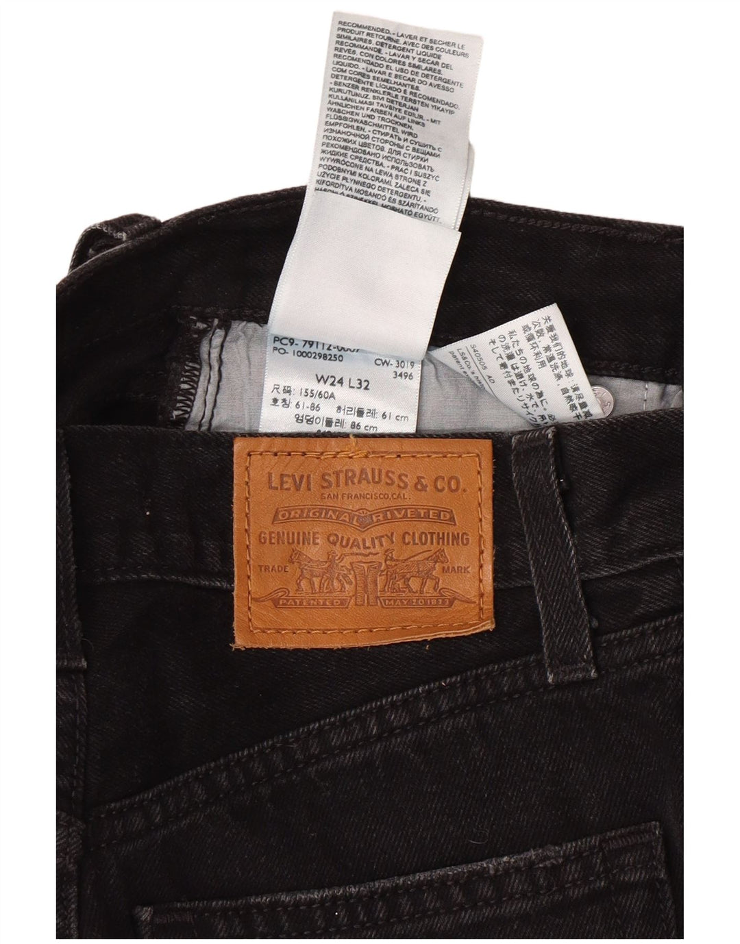 Levi's Damen-Jeans mit hoher Taille und weitem Bein, W24 L32, schwarze Baumwolle, klassisch