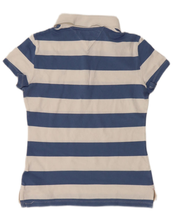Tommy Hilfiger Damen Slim Fit Poloshirt UK 12 Mittelweiß gestreift