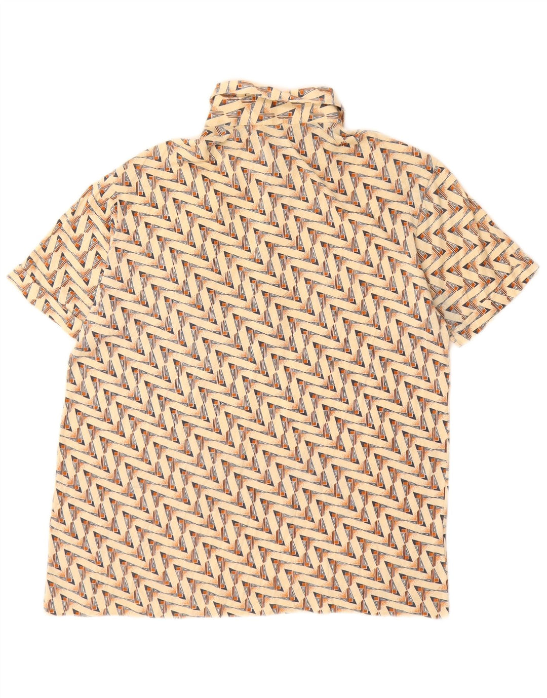 Vintage Herren Poloshirt mittelbeige geometrische Baumwolle