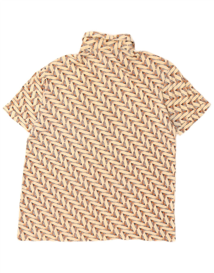 Vintage Herren Poloshirt mittelbeige geometrische Baumwolle