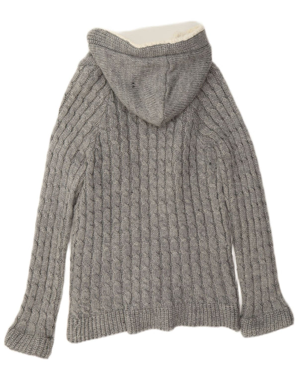 Zara Damen-Cardigan mit Kapuze, UK 14, mittelgraues Acryl