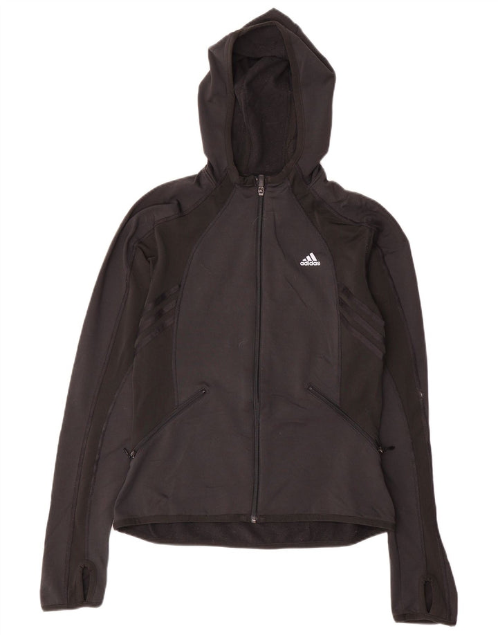 Adidas Damen Zip Hoodie Pullover UK 12 Medium Schwarz Polyester