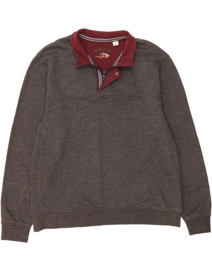 ORVIS Herren-Sweatshirt mit Reißverschluss, XL, graue Baumwolle
