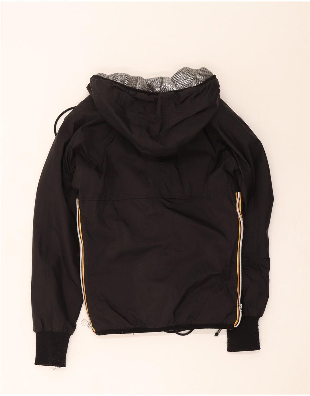 K-Way Mädchen-Windbreaker-Mantel mit Kapuze, 8–9 Jahre, schwarzes Polyester
