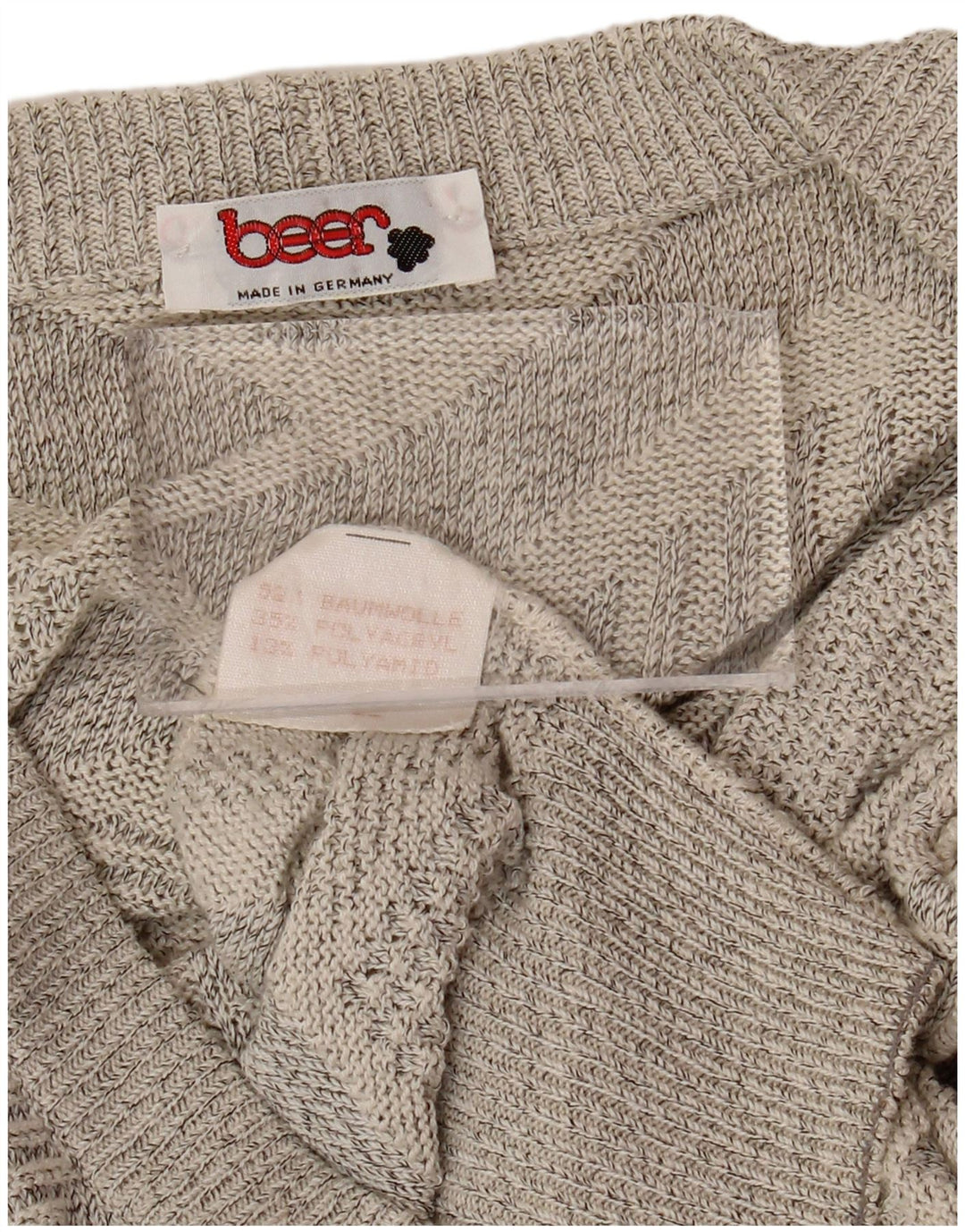 VINTAGE Herren Cardigan Pullover Große graue geometrische Baumwolle