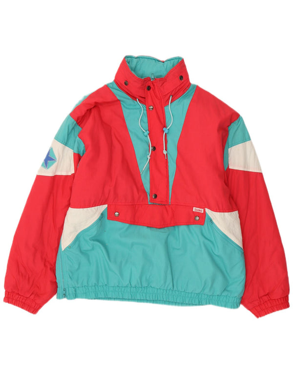 VINTAGE Übergroße Herren-Anorakjacke mit Kapuze, UK 40, groß, blau, Farbblock