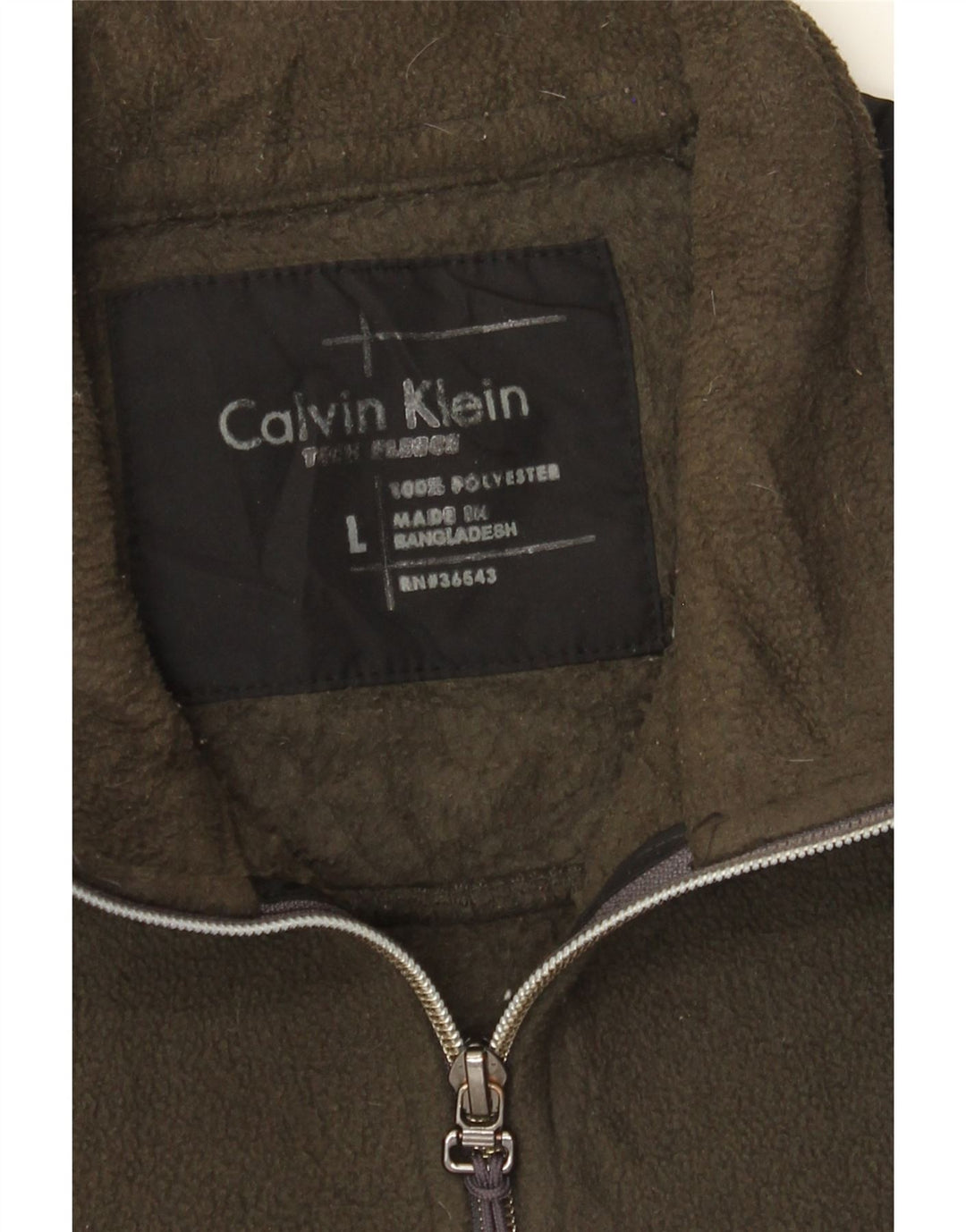 Calvin Klein Herren Fleecejacke UK 40 Large Khaki Colourblock Polyester