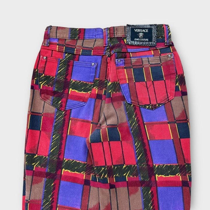 Gemusterte Vintage-Jeanshose von Versace – 27-Zoll-Taille