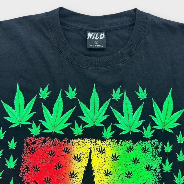 T-Shirt mit Weed-Grafik – XL