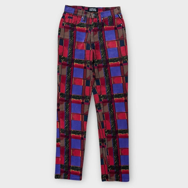 Gemusterte Vintage-Jeanshose von Versace – 27-Zoll-Taille