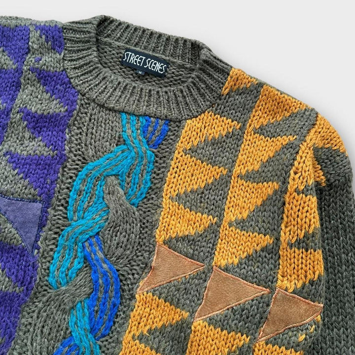 Gemusterter Vintage-Strick aus den 90ern – mittelgroß