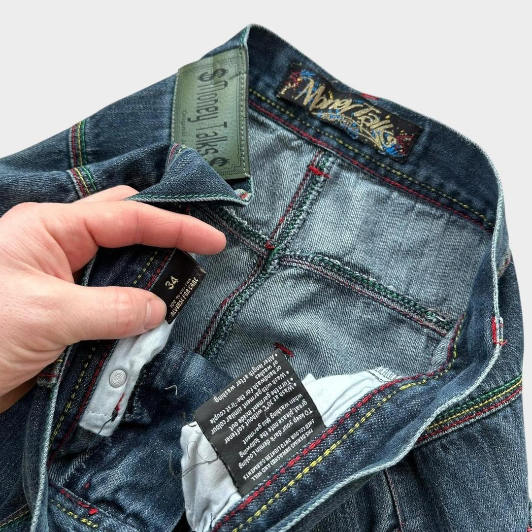 Baggy-Hip-Hop-Rasta-Jeans – Bundweite 34