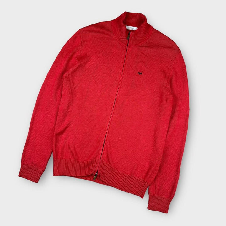 Vintage Thomas Burberry Strickpullover mit Reißverschluss – XL