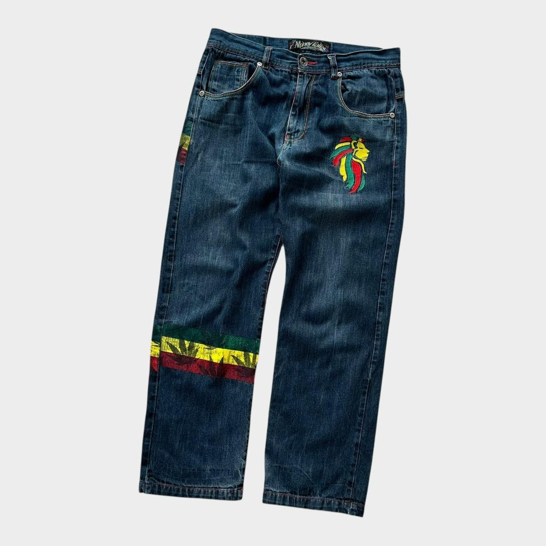 Baggy-Hip-Hop-Rasta-Jeans – Bundweite 34