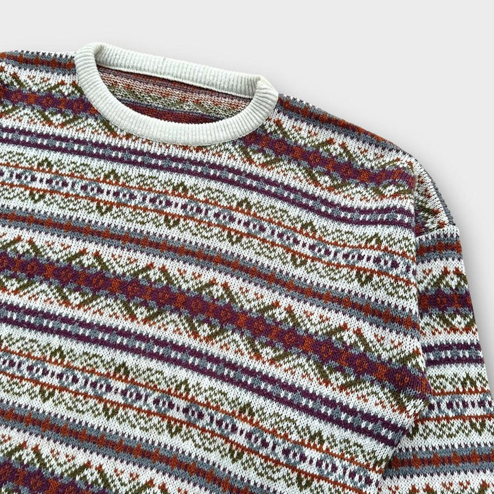 Vintage 90er Jahre gemusterter Strickpullover – XL
