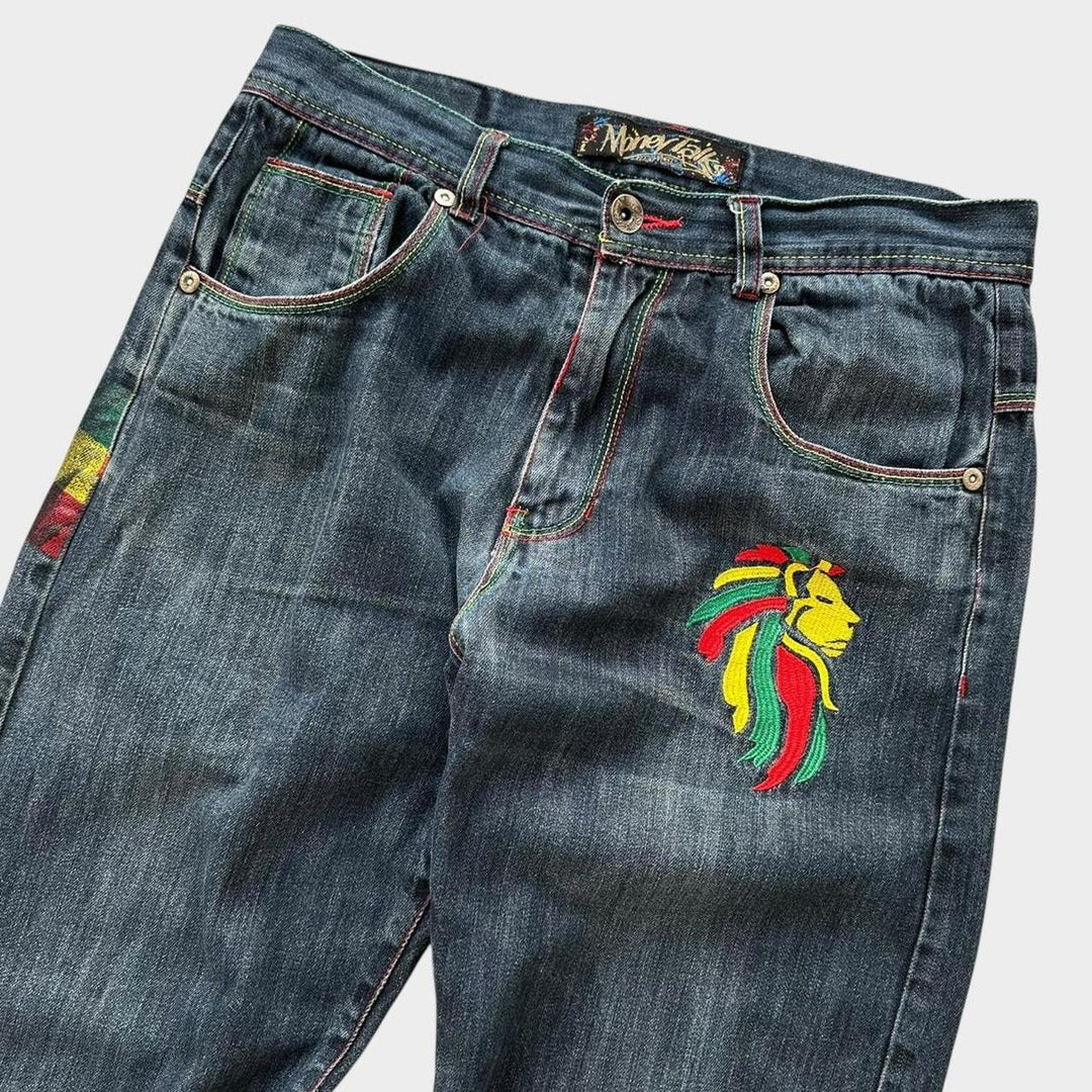 Baggy-Hip-Hop-Rasta-Jeans – Bundweite 34
