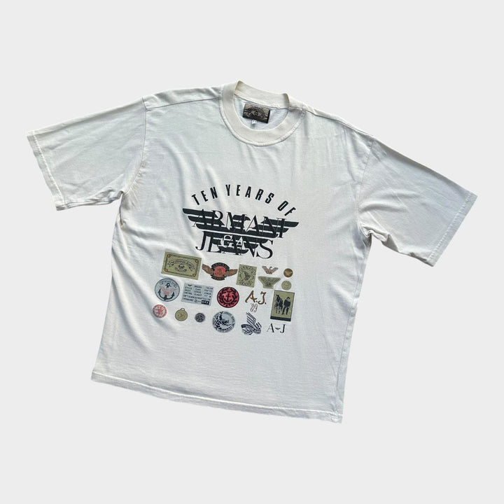 Vintage-Armani-Jeans-Grafik-T-Shirt – mittelgroß