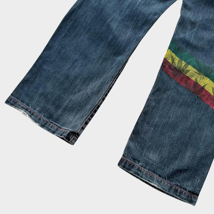 Baggy-Hip-Hop-Rasta-Jeans – Bundweite 34