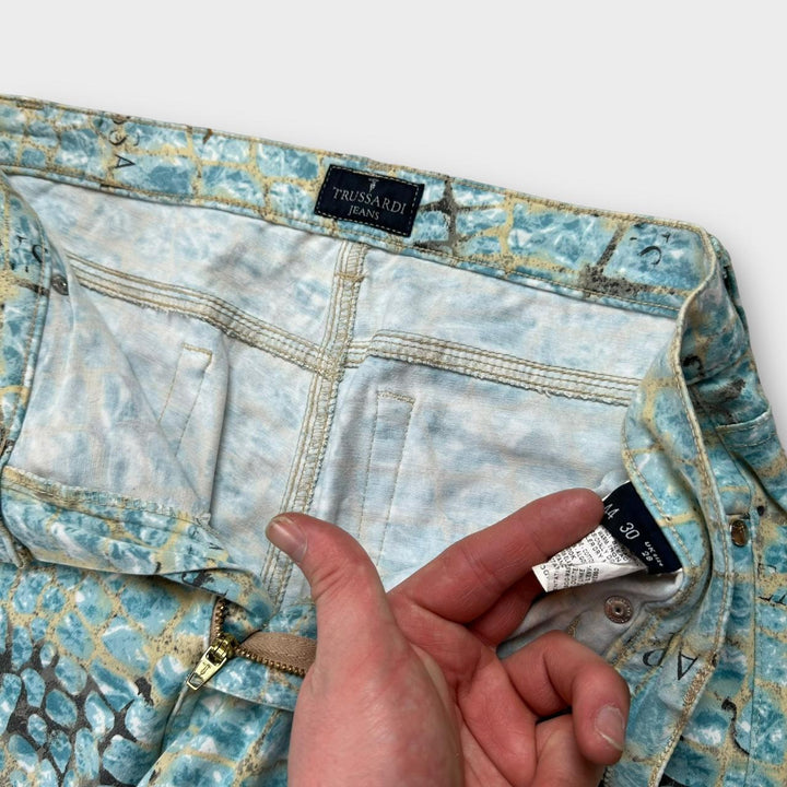 Vintage Trussardi-Hose mit Krokodildruck