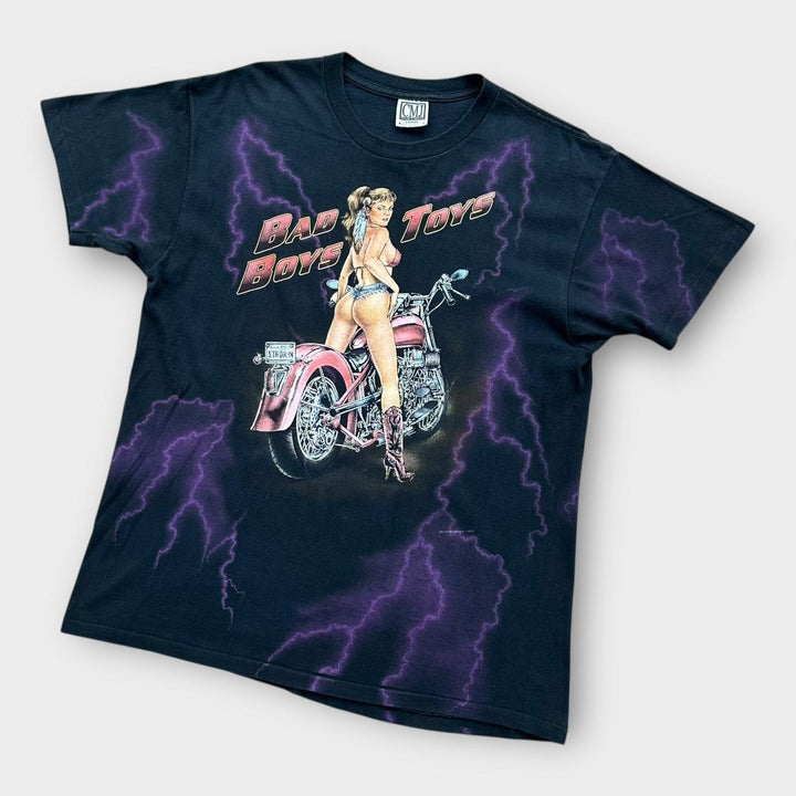 Einstichiges Harley-Grafik-T-Shirt – groß