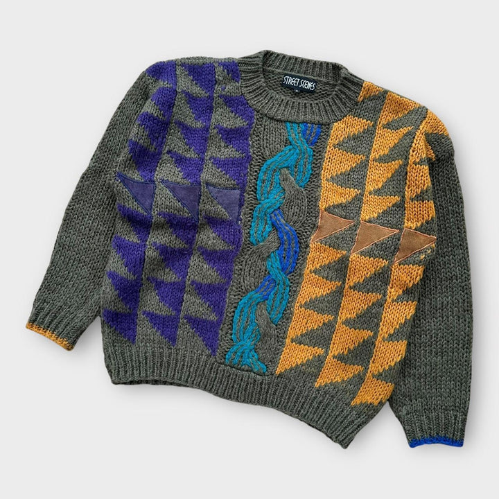 Gemusterter Vintage-Strick aus den 90ern – mittelgroß