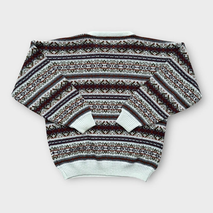 Vintage 90er Jahre gemusterter Strickpullover – XL