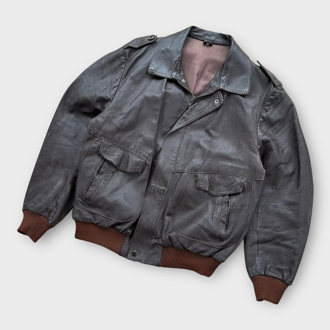 Vintage Fliegerjacke aus Leder – groß
