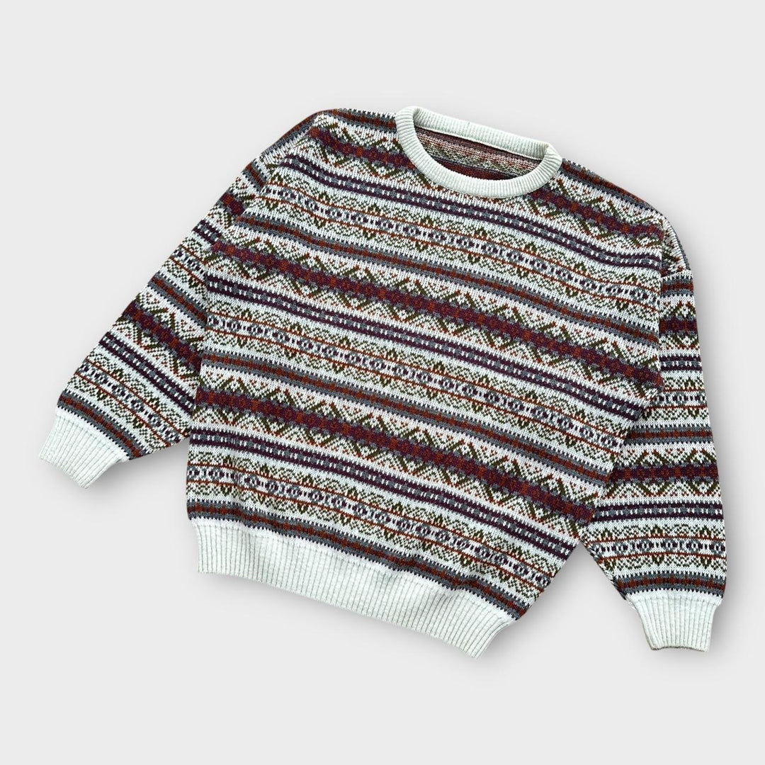 Vintage 90er Jahre gemusterter Strickpullover – XL