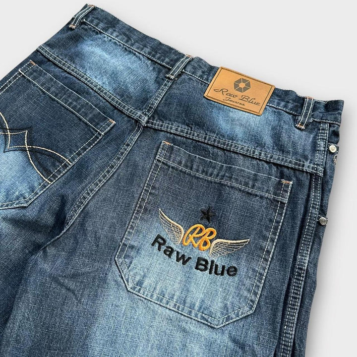 Y2K Rohblaue Denim-Jorts – 34 Taille