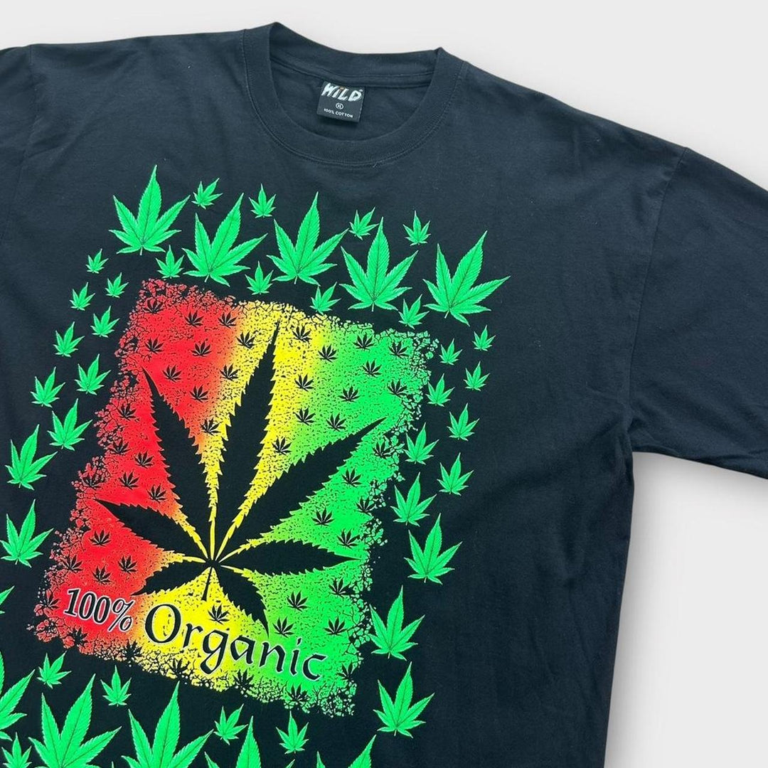T-Shirt mit Weed-Grafik – XL