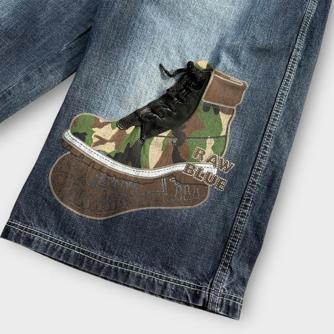 Y2K Rohblaue Denim-Jorts – 34 Taille