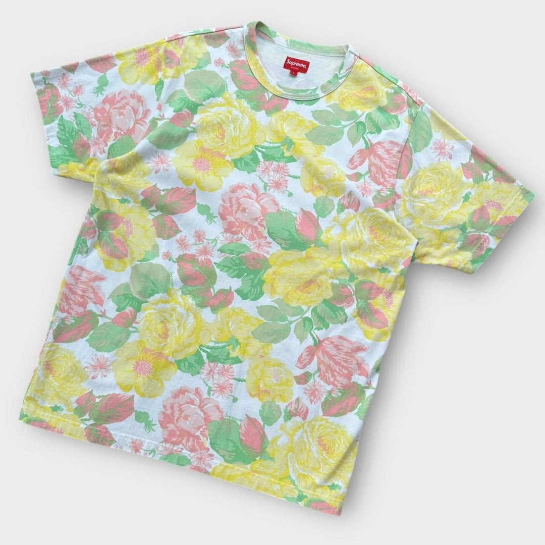 Supreme Blumen-Grafik-T-Shirt – groß