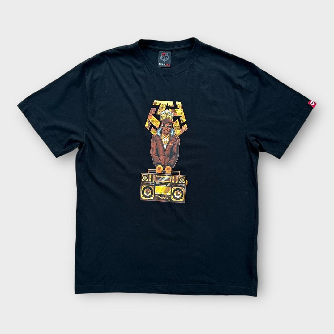 Y2K Hip-Hop Tribal Grafik-T-Shirt – XL