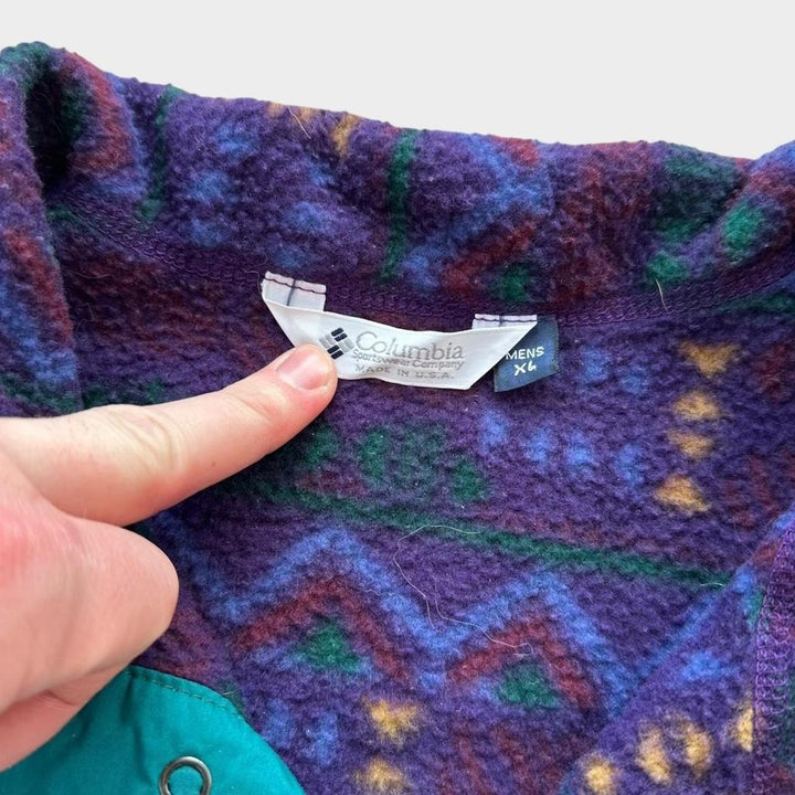 Vintage Columbia Fleece mit Funky-Muster - XL