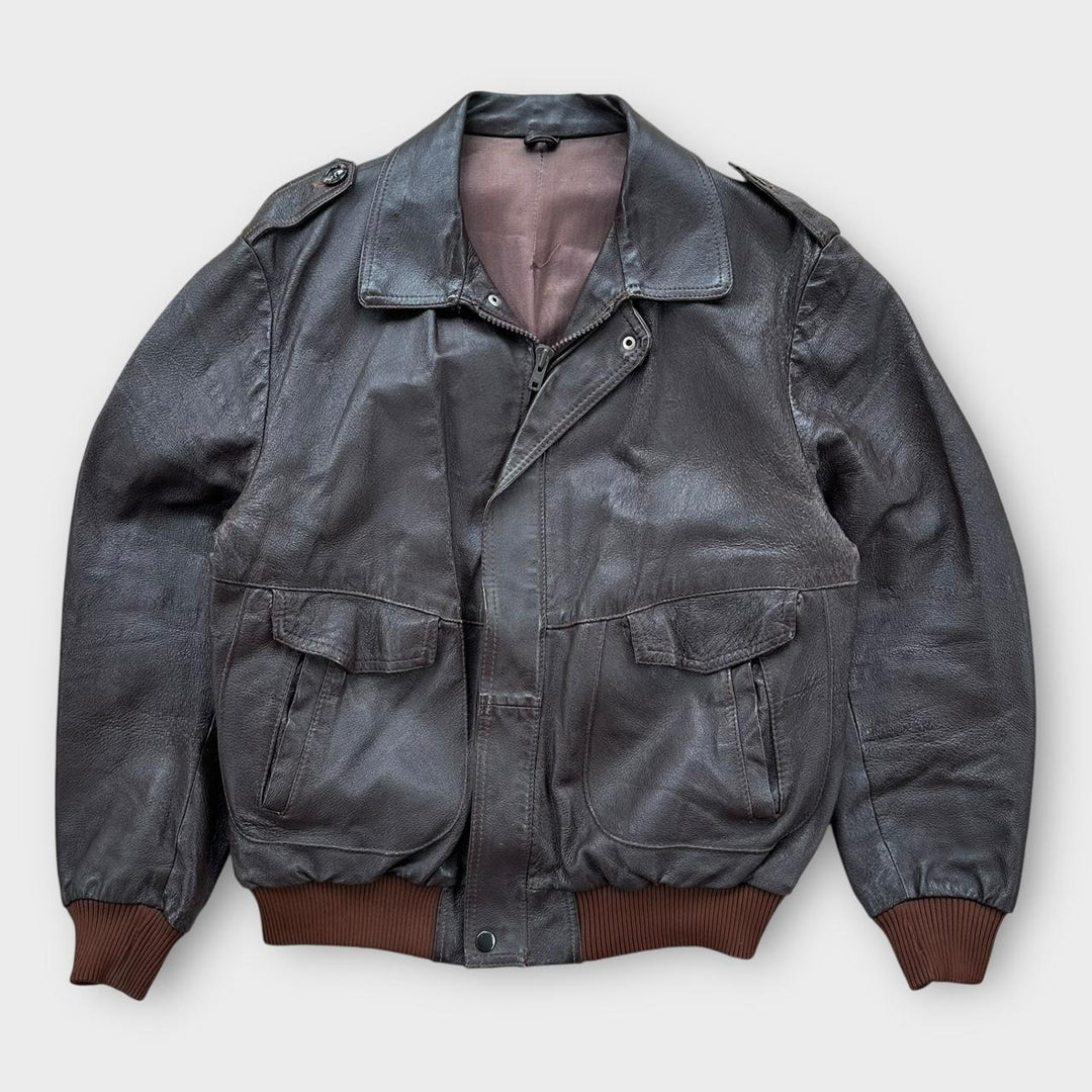 Vintage Fliegerjacke aus Leder – groß