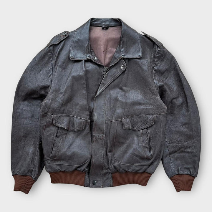 Vintage Fliegerjacke aus Leder – groß