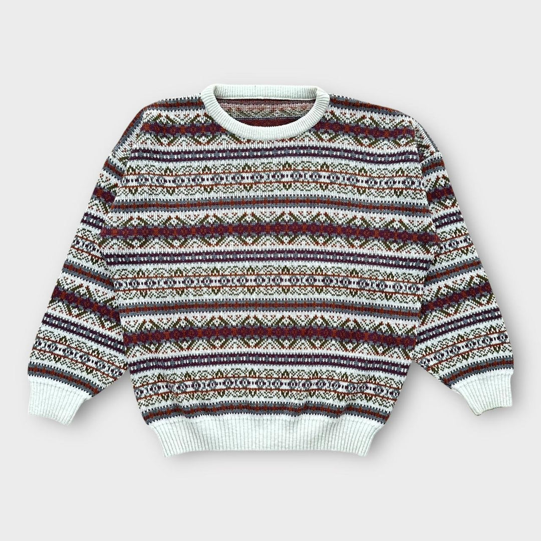 Vintage 90er Jahre gemusterter Strickpullover – XL