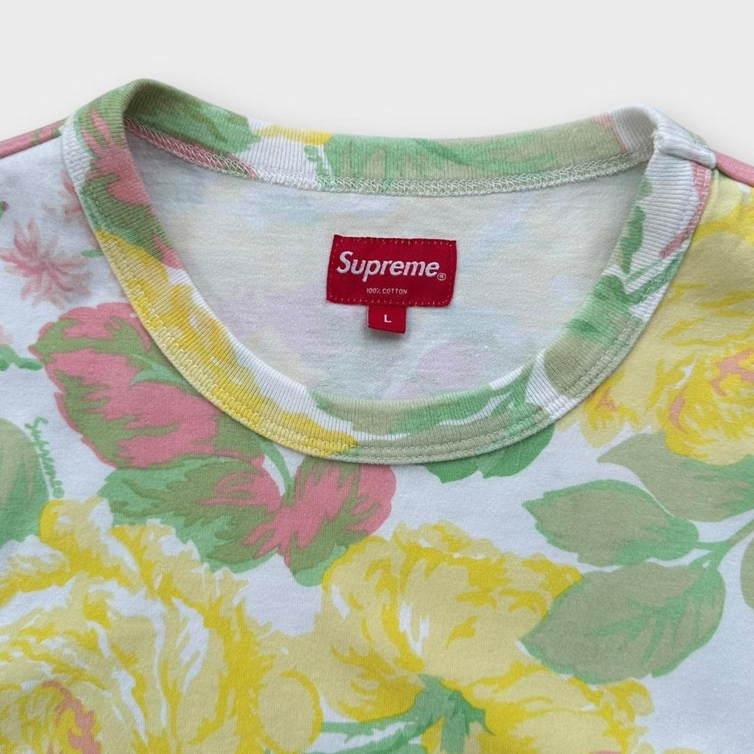 Supreme Blumen-Grafik-T-Shirt – groß