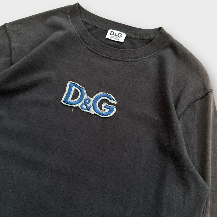 D&G Spell Out Langarm-T-Shirt – Junior XL (Damen groß)
