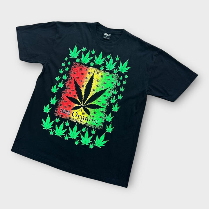 T-Shirt mit Weed-Grafik – XL