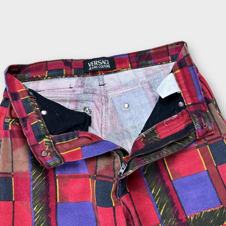 Gemusterte Vintage-Jeanshose von Versace – 27-Zoll-Taille