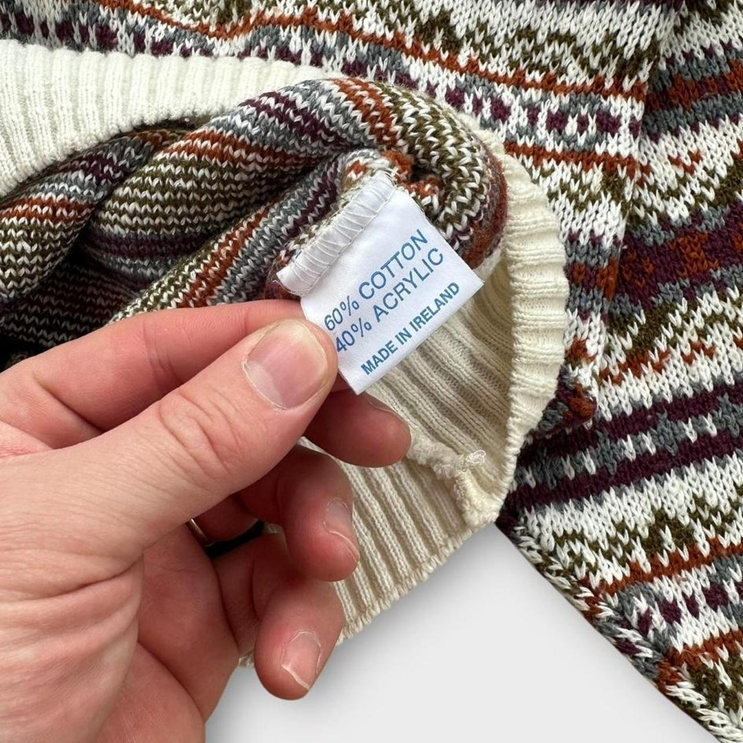 Vintage 90er Jahre gemusterter Strickpullover – XL