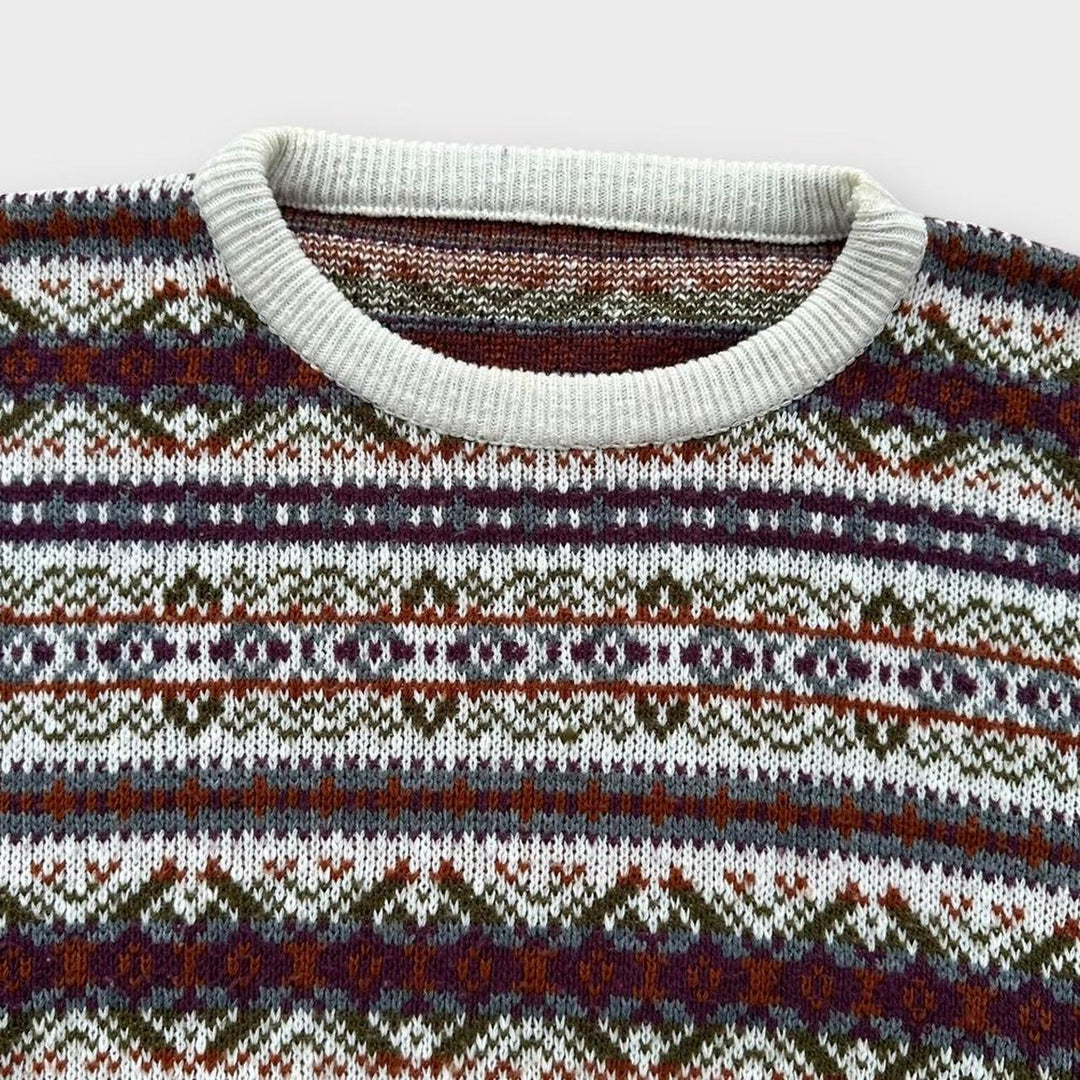 Vintage 90er Jahre gemusterter Strickpullover – XL