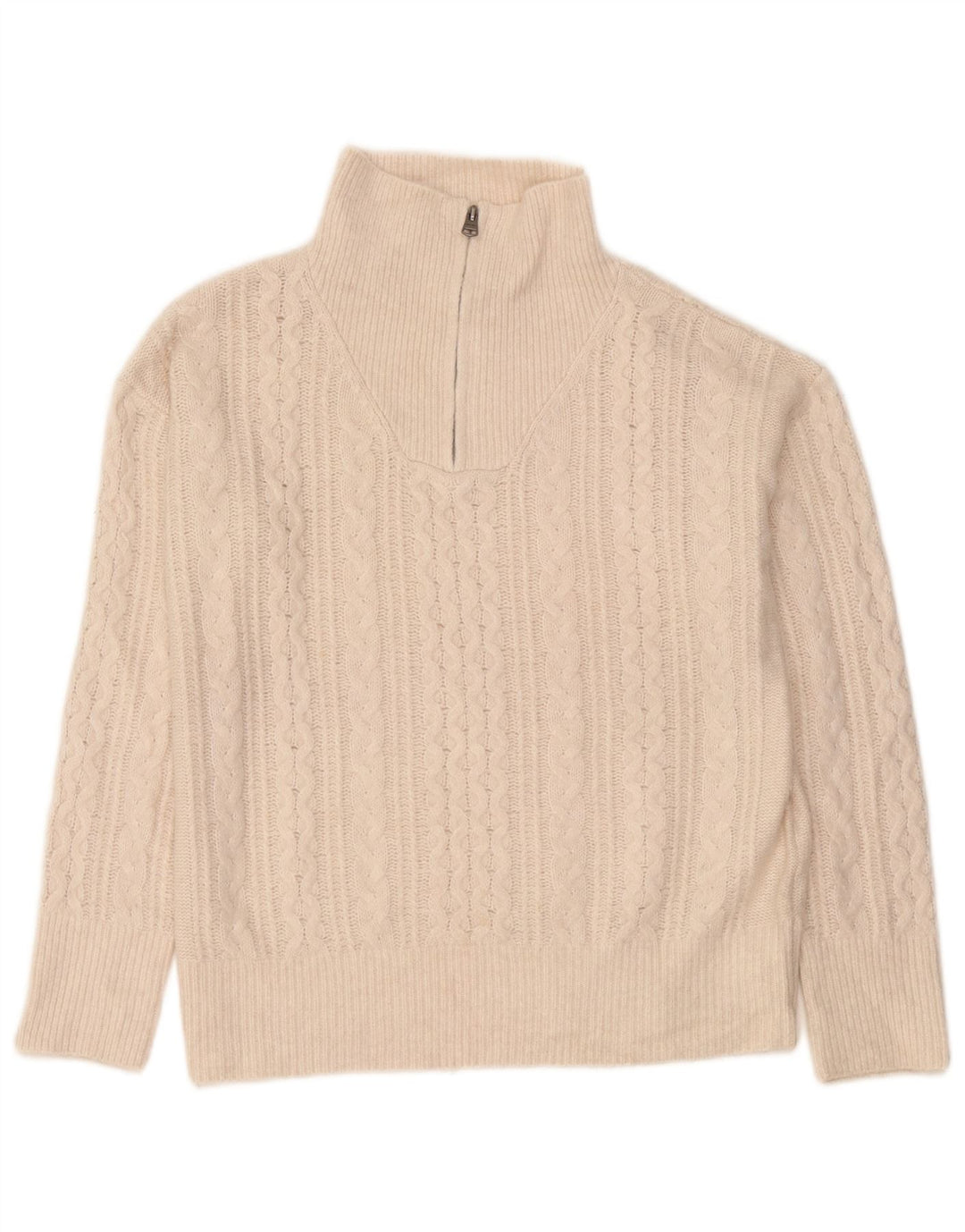 Fat Face Damen-Pullover, übergroß, mit Reißverschluss, Gr. 12, Mittel, gebrochenes Weiß